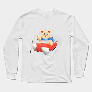 Bear Flying with Aeroplane Long Sleeve T-Shirt